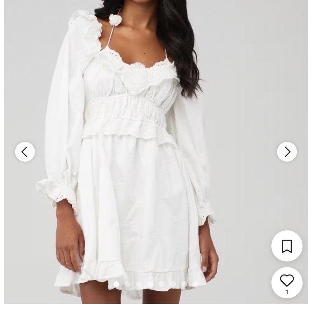 For Love And Lemons Tiana White Mini Dress Lace Floral Bridal XS Summer Cotton